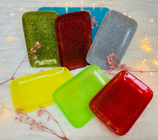 Glitter Resin Art Soap Dish / Trinket Tray / Jewelry Tray